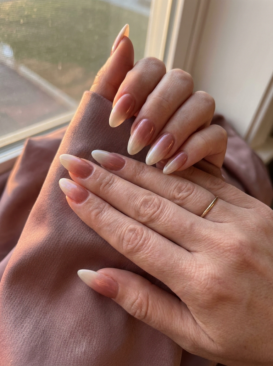 Rosé Shell Ombré Nails